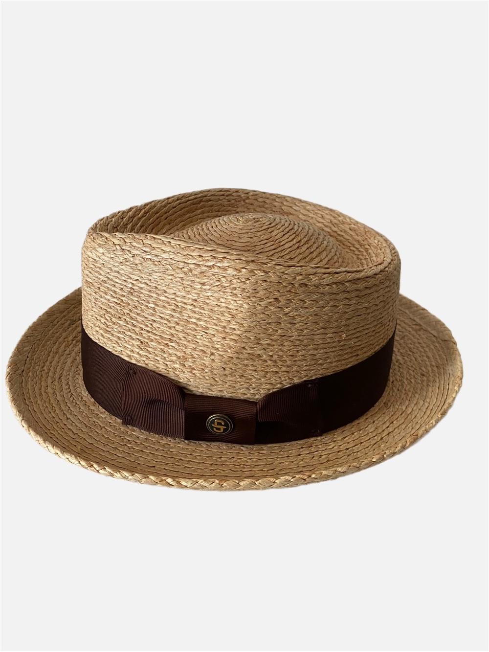 Stetson, 42nd Street Palm Straw Fedora Hat Premium Hand Braided